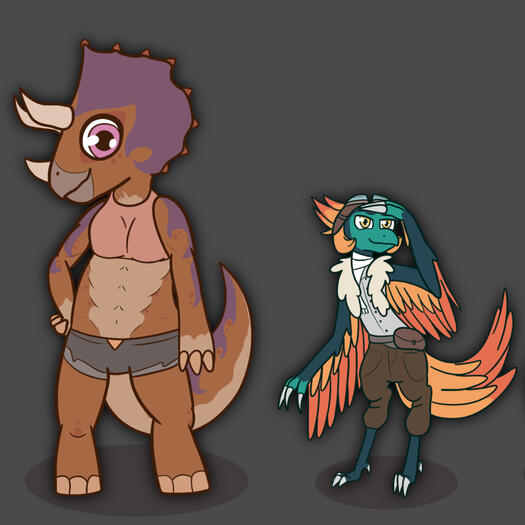 Concept art of original dinosaur characters